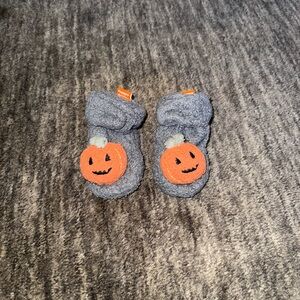 Halloween Pumpkin Kids Socks - Gray and Orange